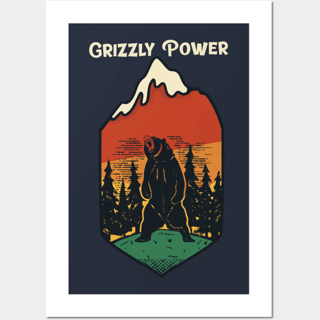 Grizzly Power / Retro Design / Vintage Design Wall Art by Redboy